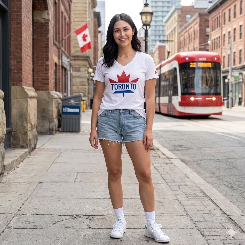 Hudson’s Bay HBC Team Canada Olympic Collection Toronto Logo T-shirt V-neck XS